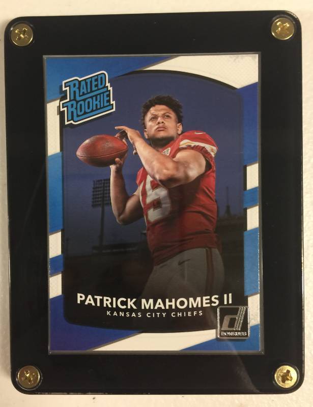 lot 1068 image: 2017 Donruss Patrick Mahomes II Rated Rookie In Acrylic Black 4 Screwdown Holder Rookie Card Kansas City Chiefs