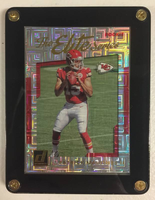 lot 1069 image: 2017 Donruss Patrick Mahomes II The Elite Series In Acrylic Black 4 Screwdown Holder Rookie Card Kansas City Chiefs