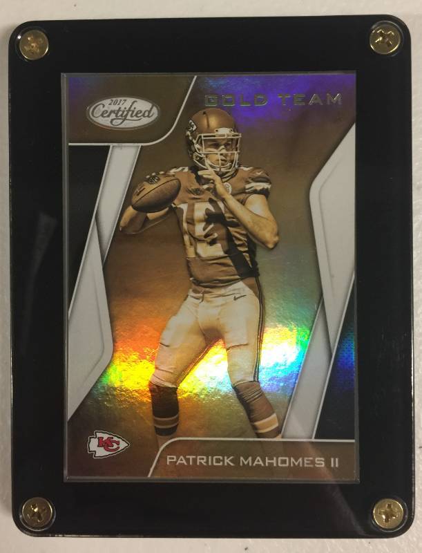 lot 1070 image: 2017 Certified Patrick Mahomes II Gold Team In Acrylic Black 4 Screwdown Holder Rookie Card Kansas City Chiefs
