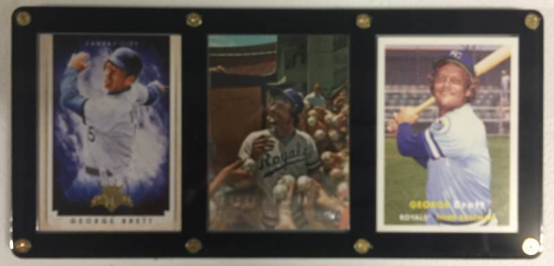 lot 1073 image: Three Card Acrylic Screwdown George Brett Baseball Cards Kansas City Royals