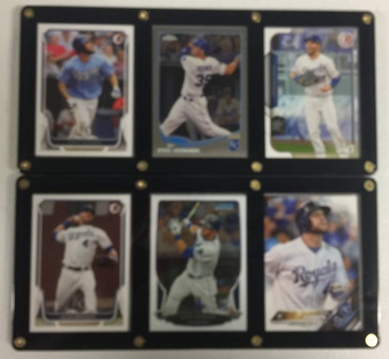 lot 1074 image: Three Card Acrylic Screwdown Eric Hosmer & Alex Gordon Baseball Cards Kansas City Royals - Two Seperate Pieces