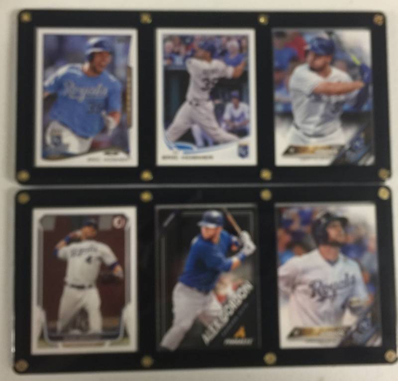 lot 1076 image: Three Card Acrylic Screwdown Eric Hosmer & Alex Gordon Baseball Cards Kansas City Royals - Two Seperate Pieces