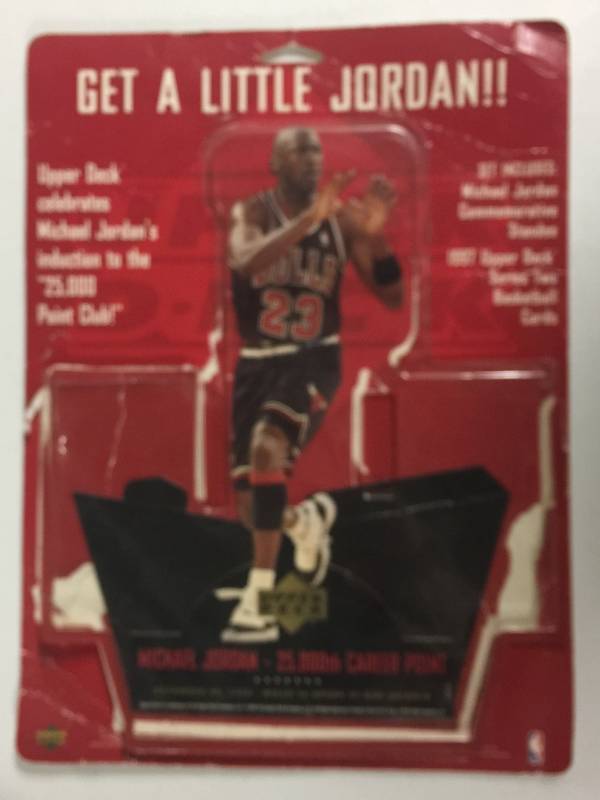 lot 1077 image: Unused Upper Deck Michael Jordan Stand-Up Piece - Never Used, but Out of Package - 25,000 Career Points
