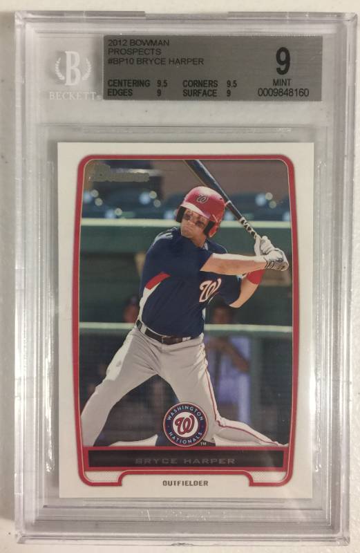 lot 1088 image: Professionally Graded Beckett 9 Mint 2012 Bowman Bryce Harper Rookie Card