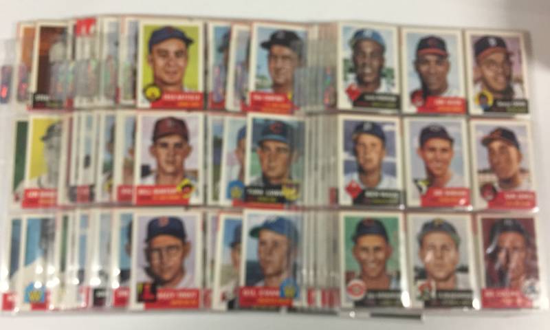 lot 1106 image: Complete 1991 Topps Archives 1953 Topps Reprint Set Loaded with Hall of Famers 330 Cards Total Mickey Mantle, Jackie Robinson, Willie Mays, Ted Williams, Hank Aaron - Rare Set