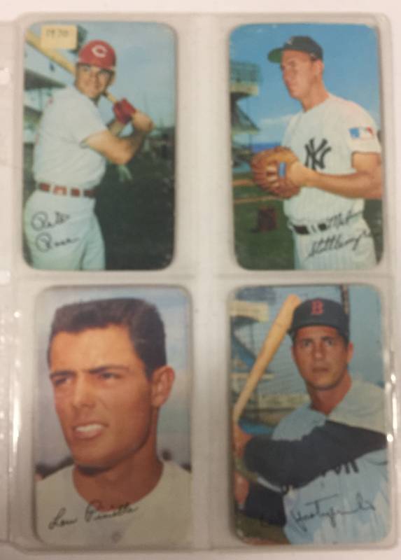 lot 1110 image: Four Original 1970 Topps Super Baseball Cards with Pete Rose, Carl Yastrzemski, Mel Stottlemyre, and Lou Pinella