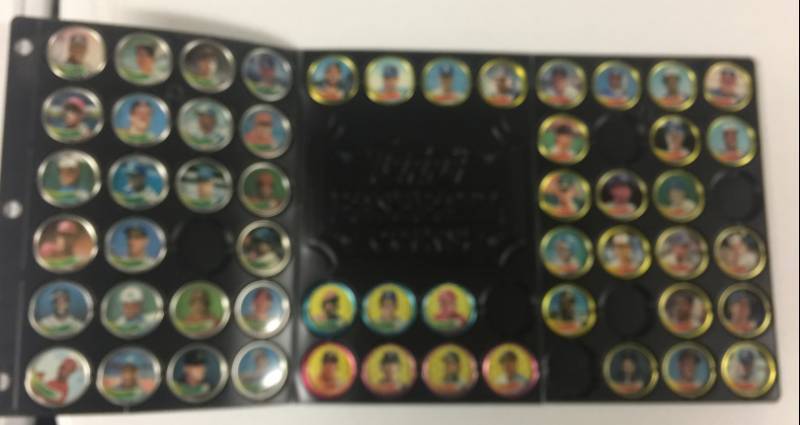 lot 1112 image: 1989 Topps Baseball Coins In Plastic Holder Missing a Few Coins With Lots of Pictures