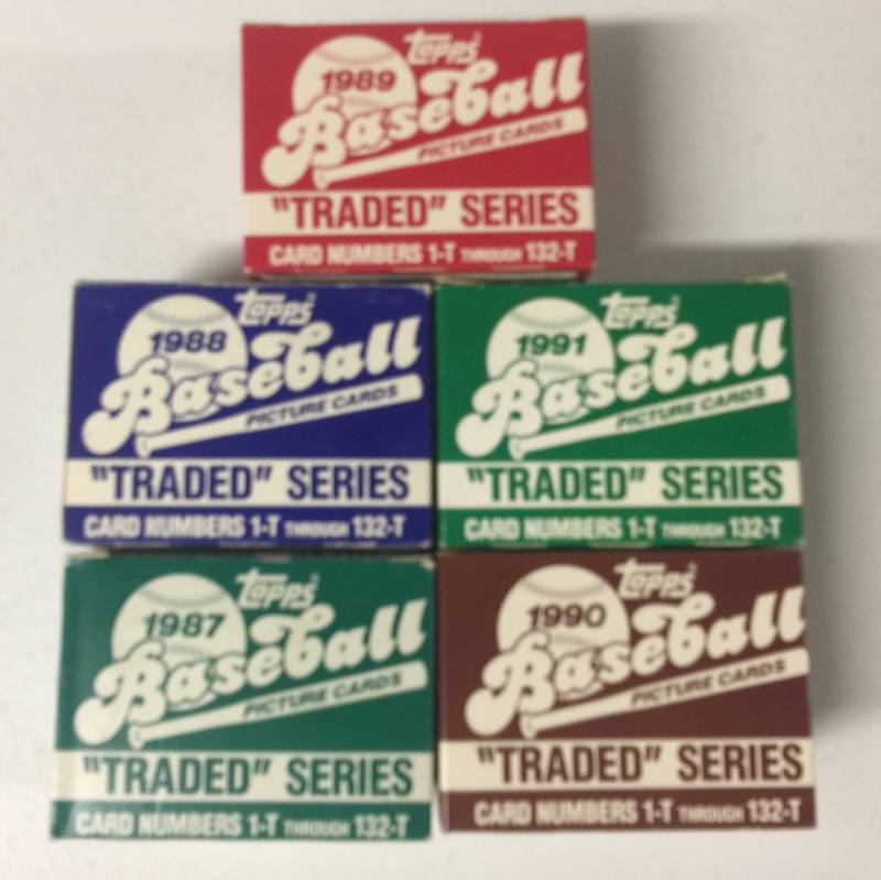 lot 1127 image: Five Complete Topps Traded Set Run from 1987 to 1991 Including Rookies of Ken Griffey Jr, Greg Maddux, and Many more