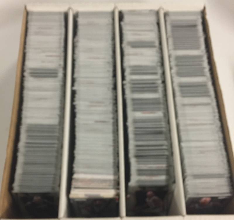 lot 1142 image: Packed Full 3,200 Count (4 Row) Box of New Basketball Cards with Premium Products Select, Prizm, & More
