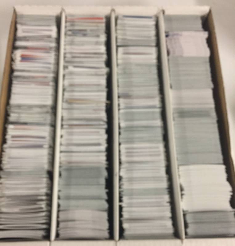 lot 1144 image: Packed Full 3,200 Count (4 Row) Box of New Basketball with Premium Products Select, Prizm, & More