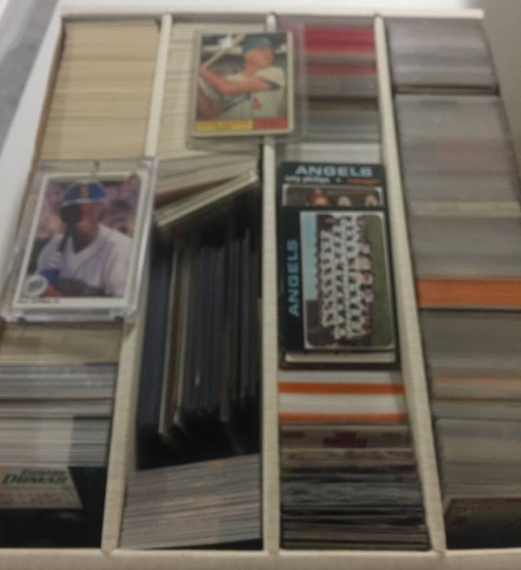 lot 1151 image: Four Row Box of Random Sports Cards with Vintage and New Baseball Cards - Totally Random Box