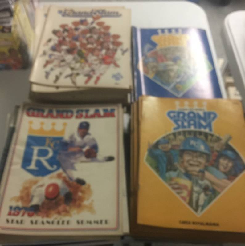 lot 1161 image: Huge Stack of Over 70 (SEVENTY) Kansas City Royals Grand Slam Game Day Programs from 1970s