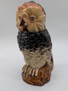 lot 2000 image: Antique Glazed Ceramic Owl Collectible Pitcher, 1958