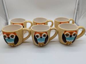 lot 2003 image: Owl Coffee Mug Set - 6 Piece Collection