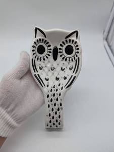 lot 2004 image: Home Essentials Black and White Owl Spoon Rest