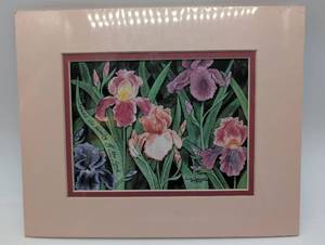 Julie Hammer 1991 Iris Garden Watercolor Print