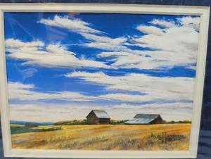 Farm Landscape Print by Artist Julie Hammer, Matted