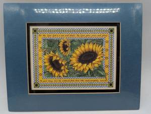 lot 6 image: Sunflower Scripture Print, 1994, Matted, by Artist Julie Hammer