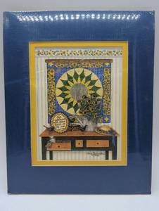 lot 7 image: Sunflower Bible Verse Art Print 1994, Matted, by Artist Julie Hammer