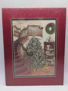 lot 9 image: Artist Julie Hammer Christmas Staircase Matted Art Print, 1993