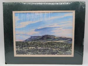 lot 10 image: Mountain Landscape Watercolor Print, Matted, by Julie Hammer