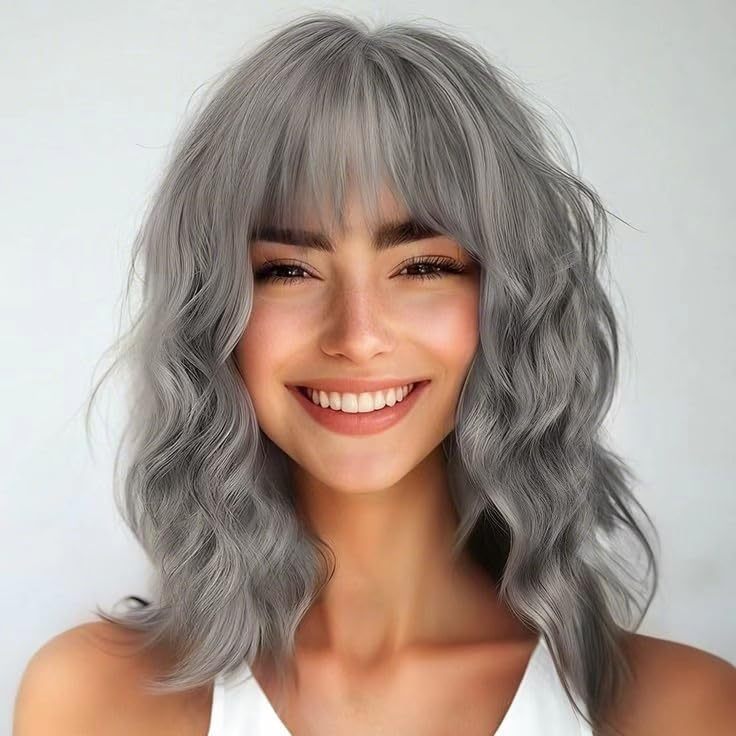 lot 4350 image: Ucubb Short Curly Wigs with Bangs for Women 14 Inches Wavy Bob Wig Synthetic Heat Resistant Fiber Wigs (R10A)