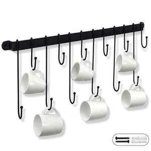 lot 3337 image: AJART Coffee Cup Holder Wall-Mounted Hanging Coffee Mug Wall Rack - 23 Inch Coffee Cup Rack Storage Organizer