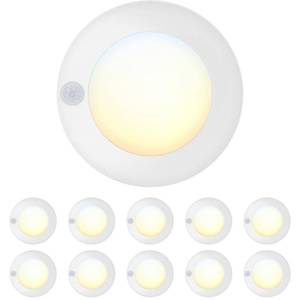 lot 3341 image: JULLISON 4 Inch Field Selectable 5CCT LED Motion Sensor Ceiling Light, 120V Wired Closet Light, 10 Watts, 600Lm, CRI80, Non-dimmable, ETL Certified, Wet Location, RoundWhite, 10 Pack
