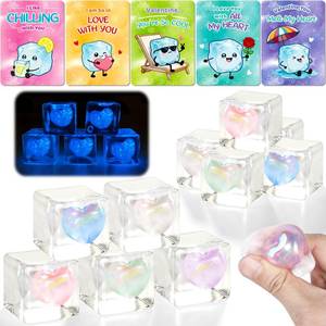 lot 3345 image: Valentines Day Gifts for Kids School, 25 Pack Valentines Day Cards for Kids with Stress Balls Ice Cube Fidget Toys, Glow in Dark Squeeze Heart Toys, Valentine Party Favors Classroom Exchange Prizes