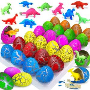 lot 3353 image: 24 Pcs Large Hatching Dinosaur Eggs Easter Party Favors, Easter Egg Filled Toys for Kids Toddlers Grow in Water Dinos Egg Science Kits, Goodie Bag Stuffers, Classroom Prizes, Easter Basket Stuffers