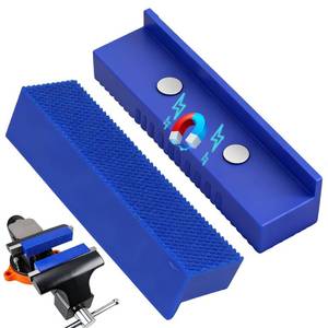 lot 3367 image: 2-Piece 4.5 Magnetic Vise Jaw Pads, TPU Soft Jaw Covers with Waffle Surface, Non-Marring Protective Bench Vise Pads for Bench Vise, Drill Press, Metalworking and Woodworking