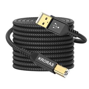 lot 3378 image: KRORAS USB 2.0 Printer Cable 20 feet, USB Type A Male to B Male Scanner Cord High Speed for HP, Canon, Dell, Epson, Lexmark, Audio Interface, Midi Keyboard and More