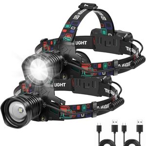 lot 3400 image: azamine Rechargeable Headlamp Super Bright 99000 Lumens, 2Pack LED Head Lamp with 3 Modes, 90° Adjustable Head Lights for Forehead, IPX6 Waterproof HeadLamps for Adults Camping Hunting Hiking