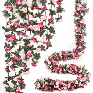 lot 3404 image: Miracliy 5Pcs 41FT Pink Flower Garland Artificial Rose Arch Vines Fake Spring Floral Garland for Flower Wall Backdrop Wedding Mothers Day Garden Tea Party Decoration