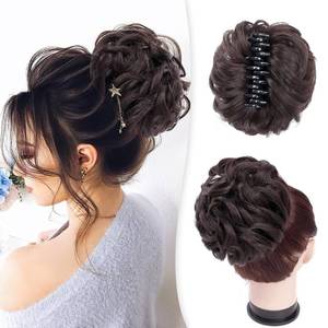lot 3406 image: Foaoit Claw Clip Messy Bun Hair Piece, Large Fake Hair Bun Extension, Tousled Wavy Curly Updo Hair Pieces for Women Messy Bun Accessories for Wedding or Daily Use Darkest Brown