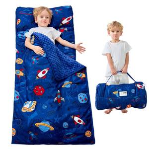lot 3411 image: Lasoftan Toddler Nap Mat with Pillow and Blanket, Extra Large Rolled Napping Mats,Slumber Bags for Boys Girls,Kids Sleeping Bag for Daycare, 21 x 50 Preschool Travel Camping - Universe