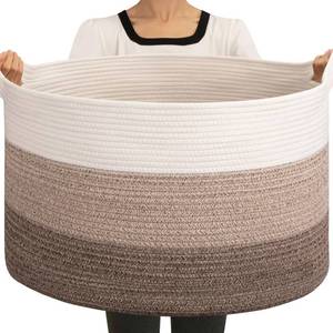 lot 3426 image: OIAHOMY 90L Blanket Basket for Living Room, Large Basket 23 x 23 x 13 with Handle, Laundry Hamper for Blankets, Pillows, Toy Storage for Kids, Dogs - Gradient Brown