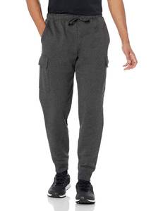 lot 3433 image: Amazon Essentials Mens Relaxed Fit Cargo Fleece Jogger Sweatpants with Drawstring, Charcoal Heather, Large