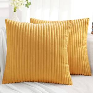 lot 3458 image: Simmore Decorative Spring Throw Pillow Covers 18x18 Set of 2, Soft Natural Plush Flannel Double-Sided Fluffy Couch Pillow Covers for Sofa Living Room, Mustard Yellow