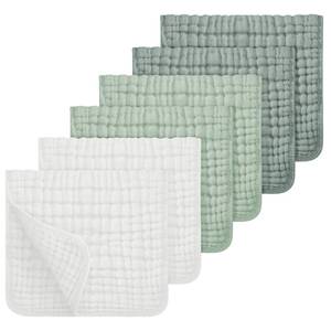 lot 3460 image: Looxii Muslin Burp Cloths 100% Cotton Muslin Cloths Large 20x10 Extra Soft and Absorbent 6 Pack Baby Burping Cloth for Boys and Girls WhiteGreen