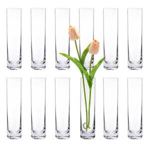 lot 3475 image: Glass Cylinder Bud Vases for Centerpieces, Set of 12 Clear Small vases,Handmade Slim Flower Vases Wedding Table Decor for Single Rose vases Bulk, Home Aesthetic Desk Decor, Party Decorations,7.5