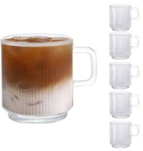 lot 3476 image: D.M DESIGN�MASTER 6 PACK, 12 OZ - Premium Glass Coffee Mugs with Handle. Transparent Tea Glasses for HotCold Beverages, Perfect Design for Americano, Cappuccino, Tea and Beverage.