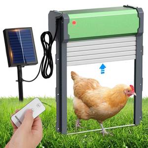 lot 3489 image: Automatic Chicken Coop Door, Solar Powered Door Opener with Timer & Light Sensor, 4 Modes IP65 External 2000mAh Power Supply Connection with Remote Control & Anti-Pinch Function for Family, Farms