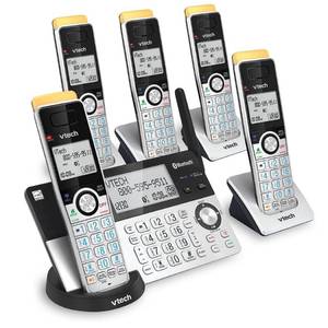 lot 3491 image: VTech Super Long Range 5 Handset DECT 6.0 Cordless Phone for Home with Answering Machine, 2300 ft Range, Call Blocking, Bluetooth, Headset Jack, Power Backup, Intercom, Expandable to 12 HS