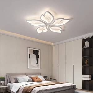 lot 3502 image: JAYMP 25.6 Flower Shaped Ceiling Light Dimmable Modern Ceiling Lamp Remote Control LED Lighting Fixture for Bedroom Dining Room Kitchen (White5 Petals)
