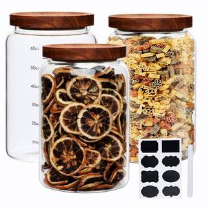 lot 3503 image: Datttcc Large Glass Jars,Set of 3 Glass Jars with Wooden Airtight Lids,Food Storage Container for Tea,Spice,Cereal, Egg,Flour,Coffee and More(67 oz2000 ml)