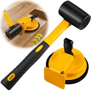 lot 3505 image: Floor Gap Fixer Tool with Rubber Mallet, Iron Body &amp Strong Suction Cup, Vinyl, Wood &amp Tile Flooring Installation and Repair