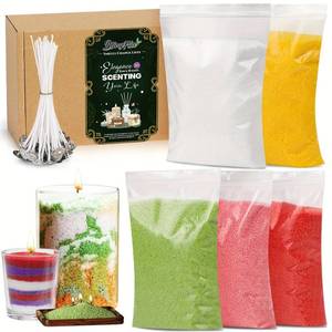 lot 3513 image: 5 Color DIY Sand Wax Candle Making Kit Refillable Pearled Wax with Candle Wicks, Scented Candle Supplies for Halloween, Christmas, Wedding, Home Decor (Sand Candle Craft Kit)