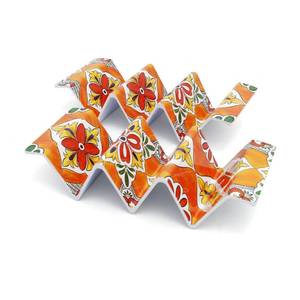lot 3516 image: TP Taco Holder Stands, Set of 2 Melamine Large Taco Serving Rack Tray with Handle, Holds 3 Tacos, Dishwasher Safe, Ideal for Taco Night, Party, Home, Fiesta, Talavera Bloom