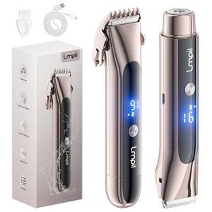 lot 3522 image: Bikini Trimmer for Women, 2-in-1 Electric Razor with Dual Heads, Ceramic Blade, Waterproof & Rechargeable, Painless Pubic Hair Shaver for Bikini, Underarm, Legs, Face - ChampagneGold
